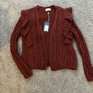 Universal Thread Women's Ruffled Cardigan - Burnt orange